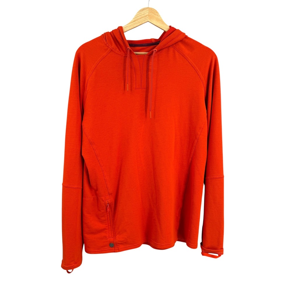 Outdoor Research Performance Hoodie Large Orange Pullover Hiking Layer Organic